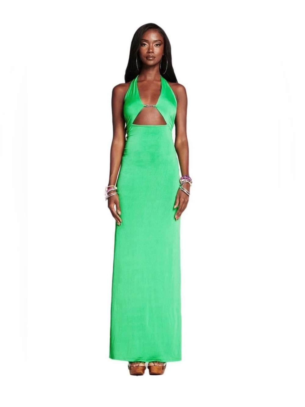 I.AM.GIA Neon Green Halter Cutout Maxi Dress